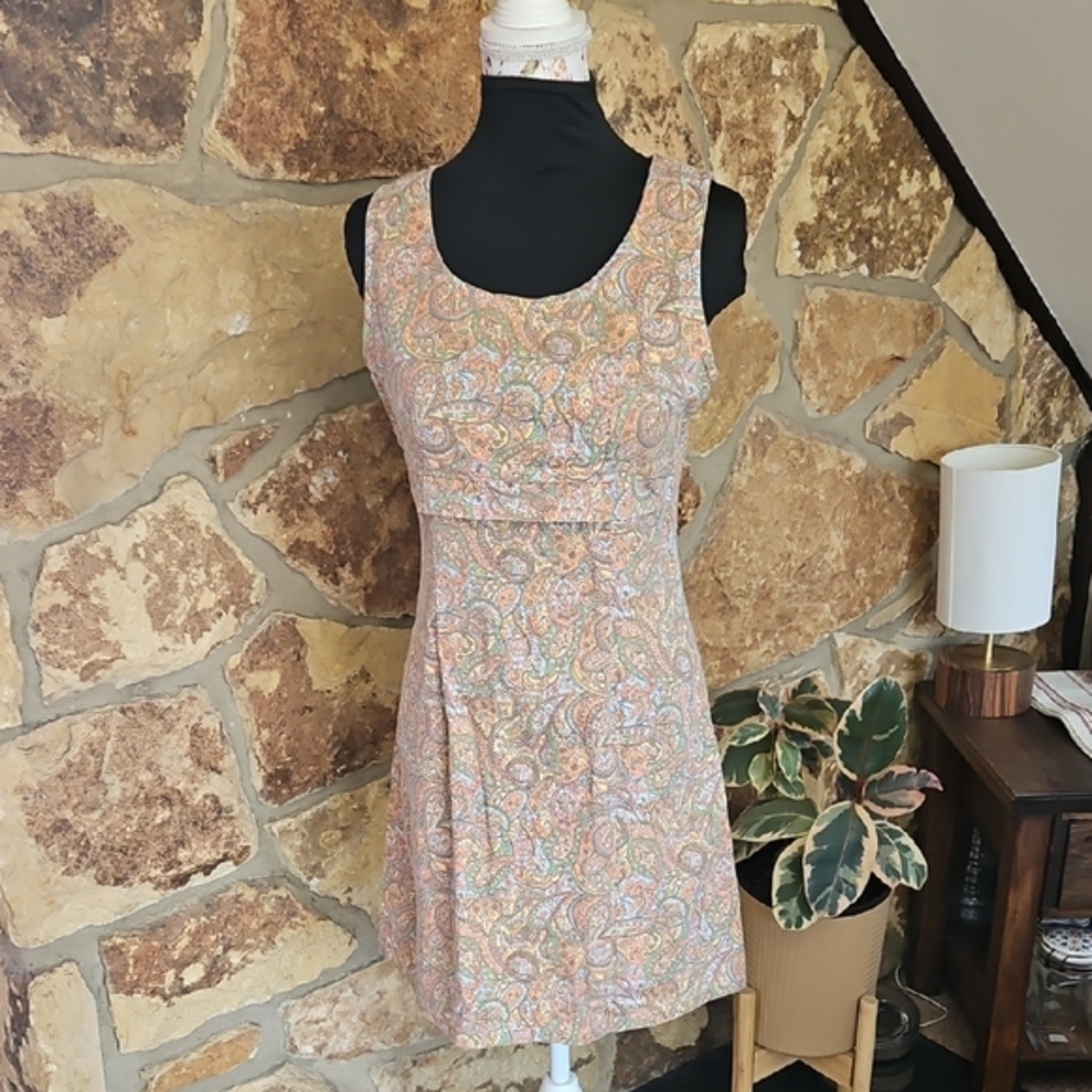 90s Vintage Corduroy‎ Not Guilty Floral Paisley Sleeveless Dress Sz 7/8 Juniors